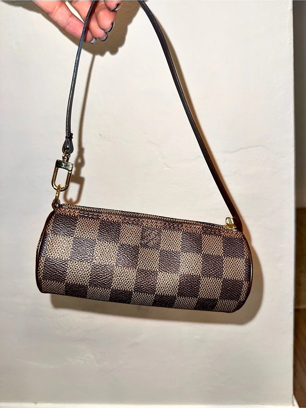 Louis Vuitton Damier Ebene Papillon Pouch Mini Bag Brown & Gold